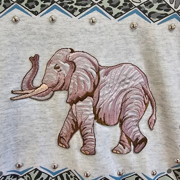 P.G.B. Vintage Elephant Graphic T-Shirt Petite Small – 90s, Animal Print, Casual - Picture 6 of 10